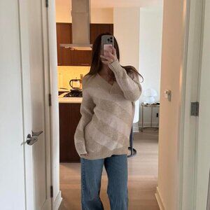 FRNCH Manon Stripe V-neck Sweater